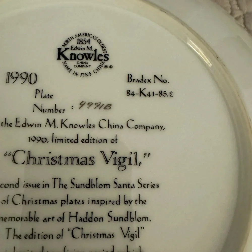 *Final Price* Edwin Knowles “Christmas Vigil” COA Plate #4991B EUC Holiday - Picture 2 of 4